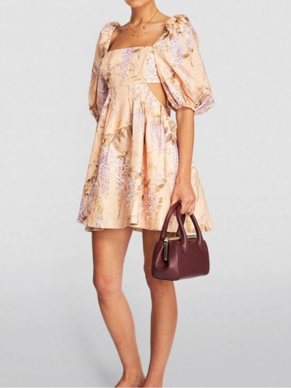 Zimmerman Floral Linen 'Rosa' Cut Out Mini Dress. NWT